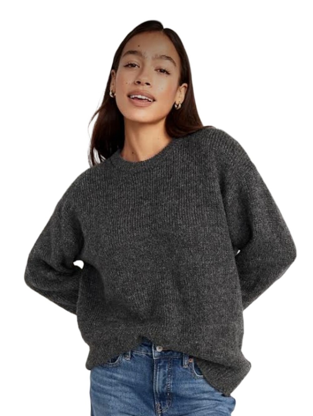 NWT Cozy Charcoal Knit Women's Wool Blend Sweater Size Large Old Navy
